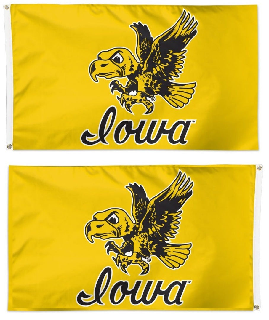 Iowa Hawkeyes Flag 3x5 Vintage 2 Sided Yellow heartlandflags