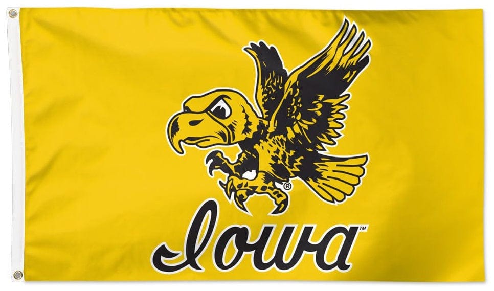 Iowa Hawkeyes Flag 3x5 Vintage 2 Sided Yellow heartlandflags