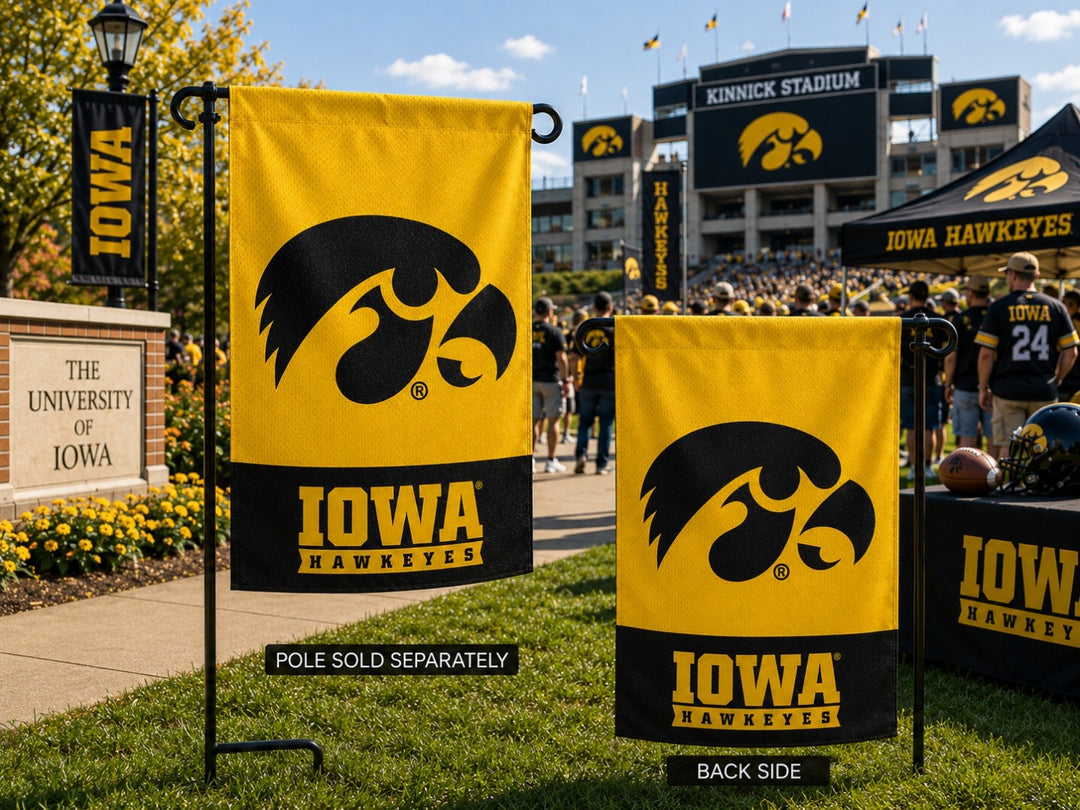Iowa Hawkeyes Garden Flag Embroidered 2 Sided heartlandflags
