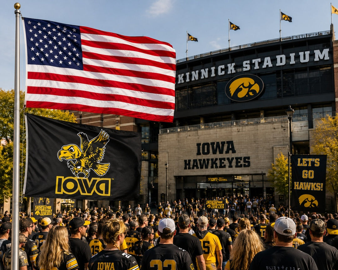 Iowa Hawkeyes Retro 3x5 Flag 2 Sided heartlandflags