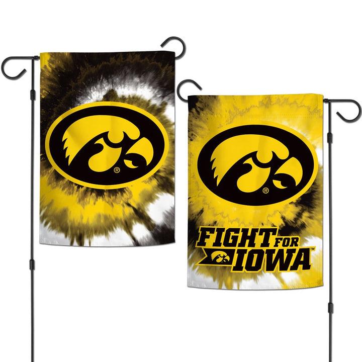 Iowa Hawkeyes Tie Dye Fight For Iowa 2 Sided Garden Flag heartlandflags