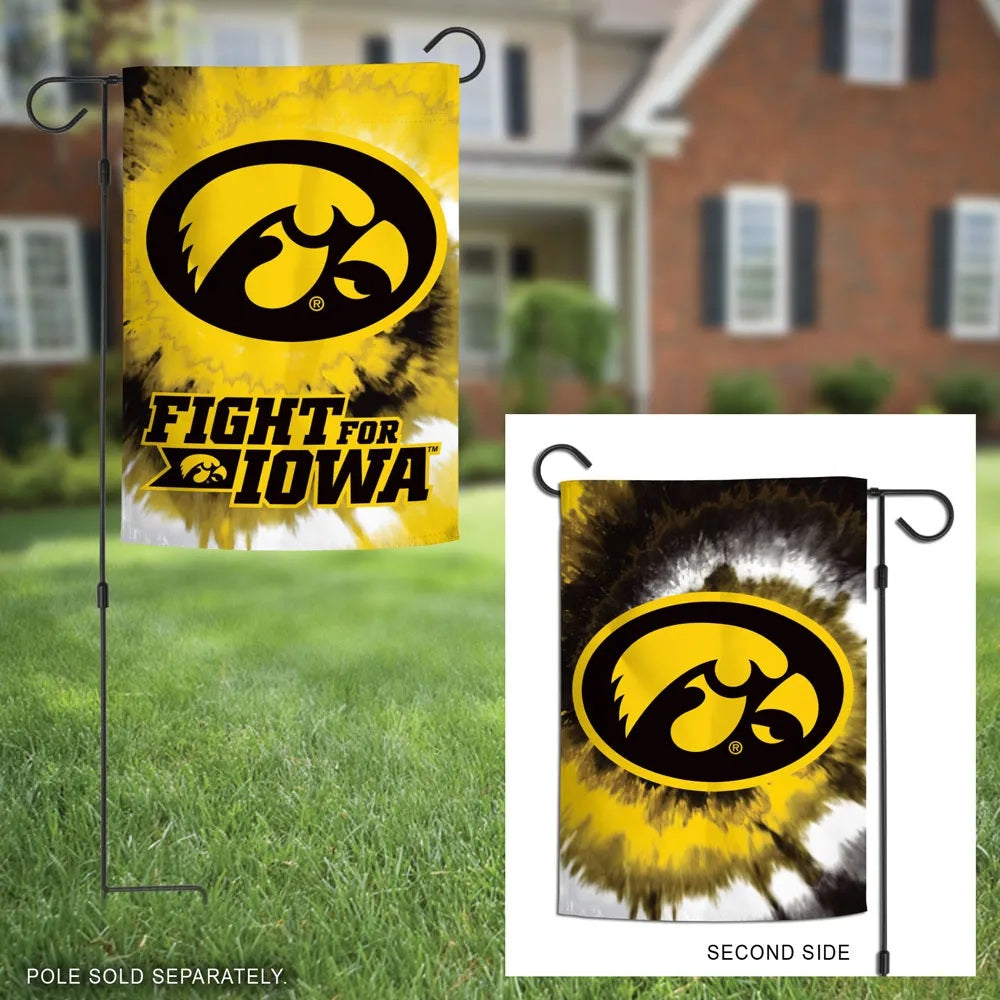 Iowa Hawkeyes Tie Dye Fight For Iowa 2 Sided Garden Flag heartlandflags