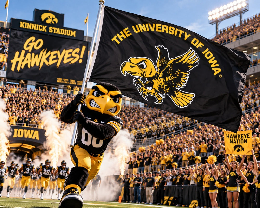Iowa Hawkeyes Vintage Flag 3x5 Retro Logo Black heartlandflags