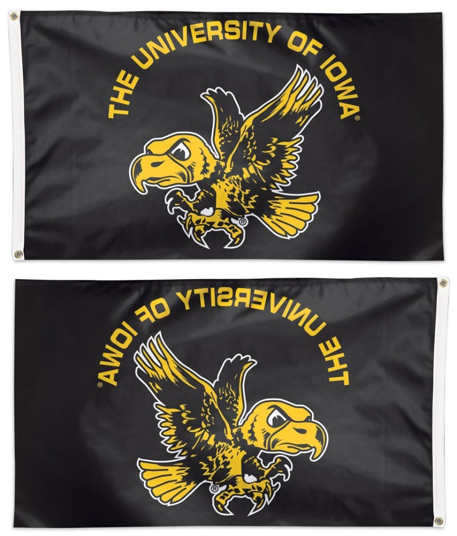Iowa Hawkeyes Vintage Flag 3x5 Retro Logo Black heartlandflags