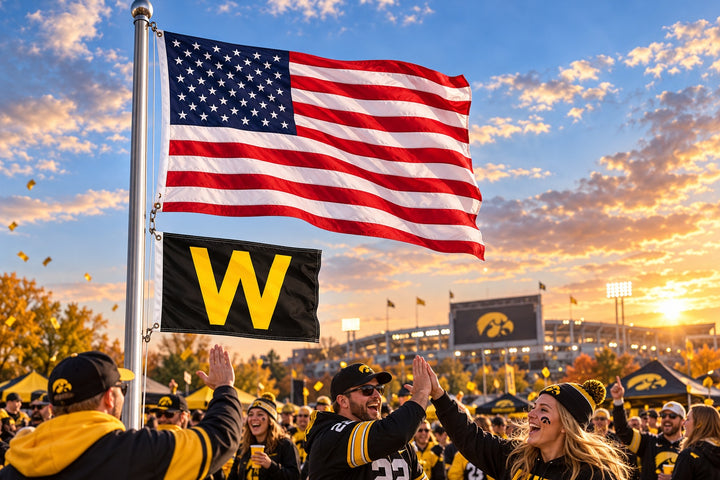 Iowa Hawkeyes Win Flag 2 Sided – 2x3 Feet – Black heartlandflags