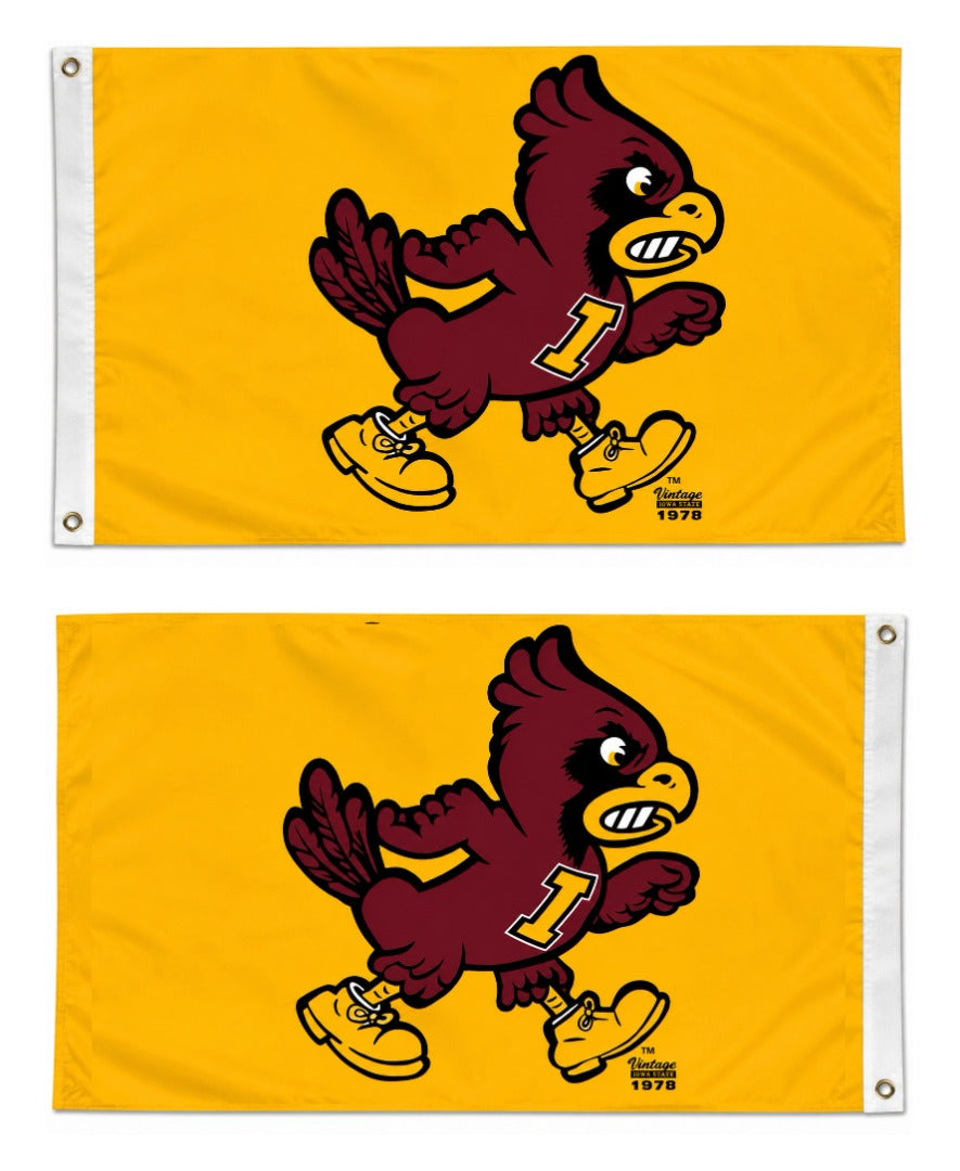 Iowa State Angry Cy 2 Sided Yellow 3x5 Flag heartlandflags