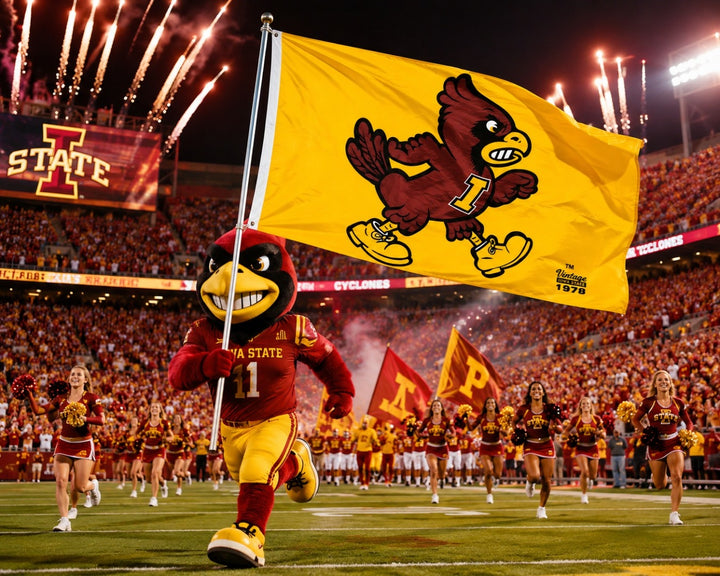 Iowa State Angry Cy 2 Sided Yellow 3x5 Flag heartlandflags