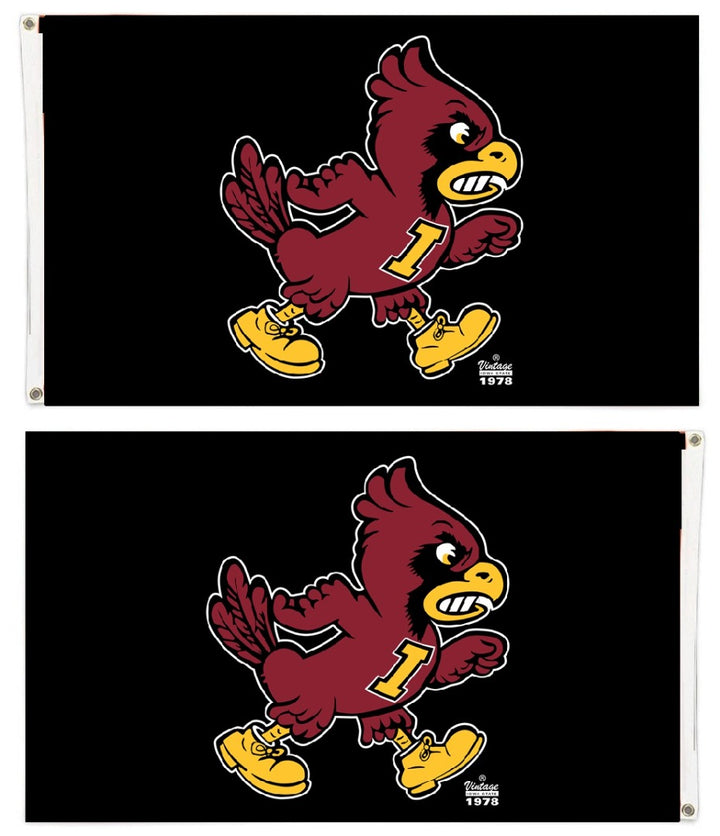 Iowa State Black Angry Cy 2 Sided Flag heartlandflags