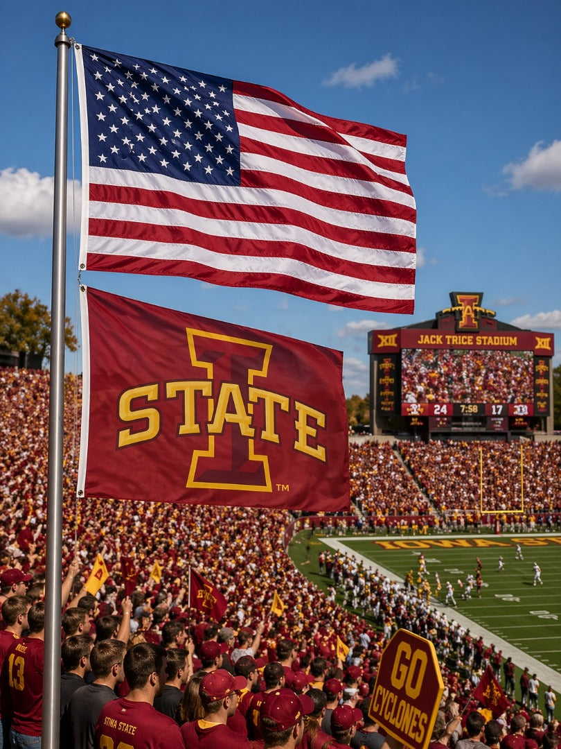 Iowa State Cyclones Flag 3x5 Cardinal I State Logo heartlandflags