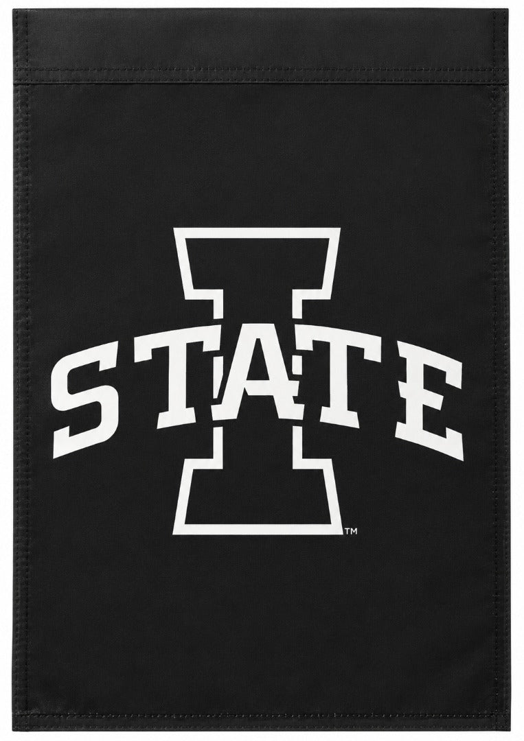 Iowa State Garden Flag 2 Sided Black White Logo heartlandflags