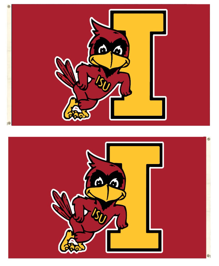 Iowa State Leaning Cy Flag 3x5 Cardinal 2 Sided heartlandflags