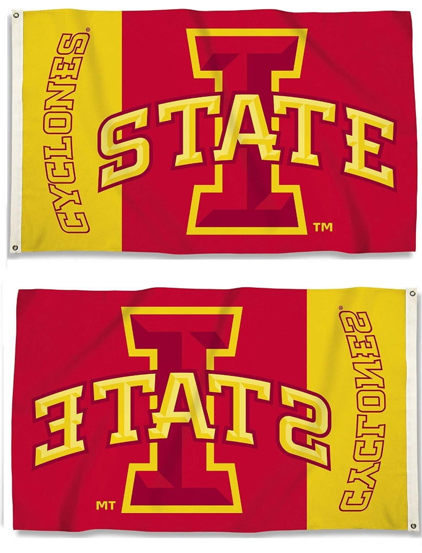 Iowa State University Flag 3x5 Cyclones I State Logo Red Gold heartlandflags