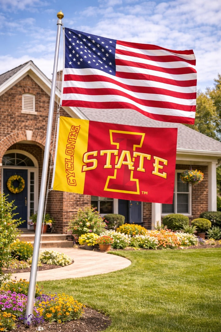 Iowa State University Flag 3x5 Cyclones I State Logo Red Gold heartlandflags