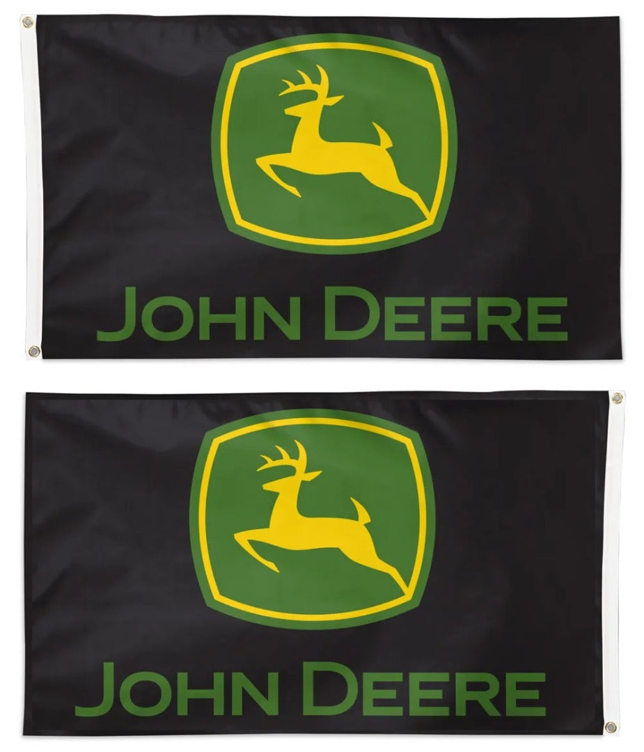 John Deere 2 Sided Black Flag heartlandflags