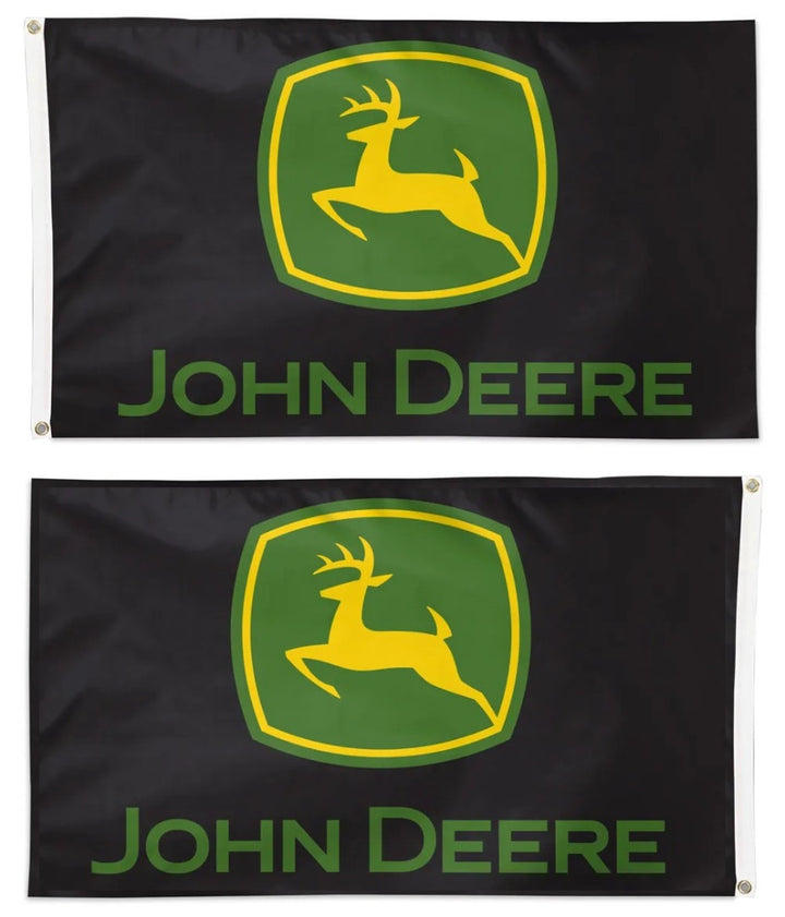 John Deere 2 Sided Black Flag heartlandflags