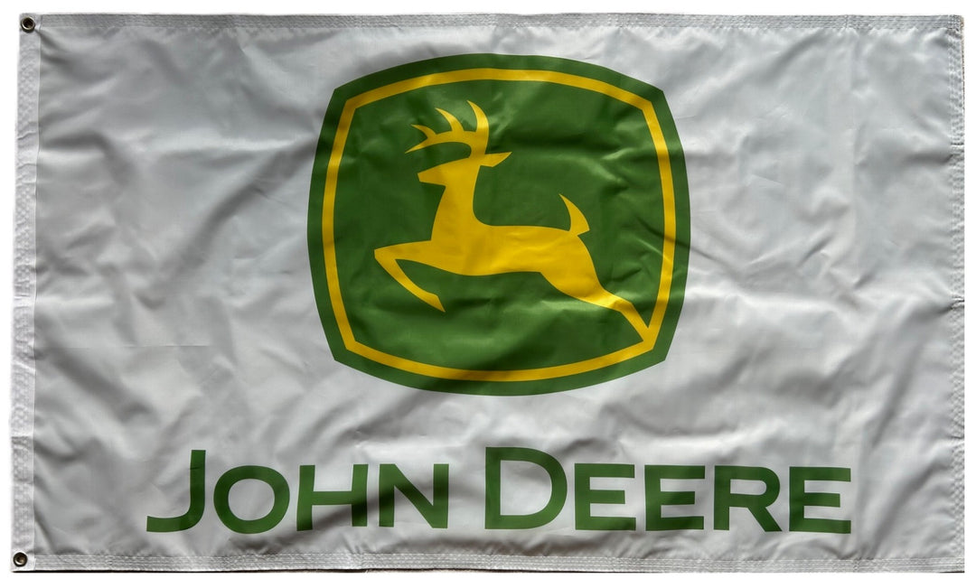 John Deere Flag 3x5 White Logo 2 Sided heartlandflags