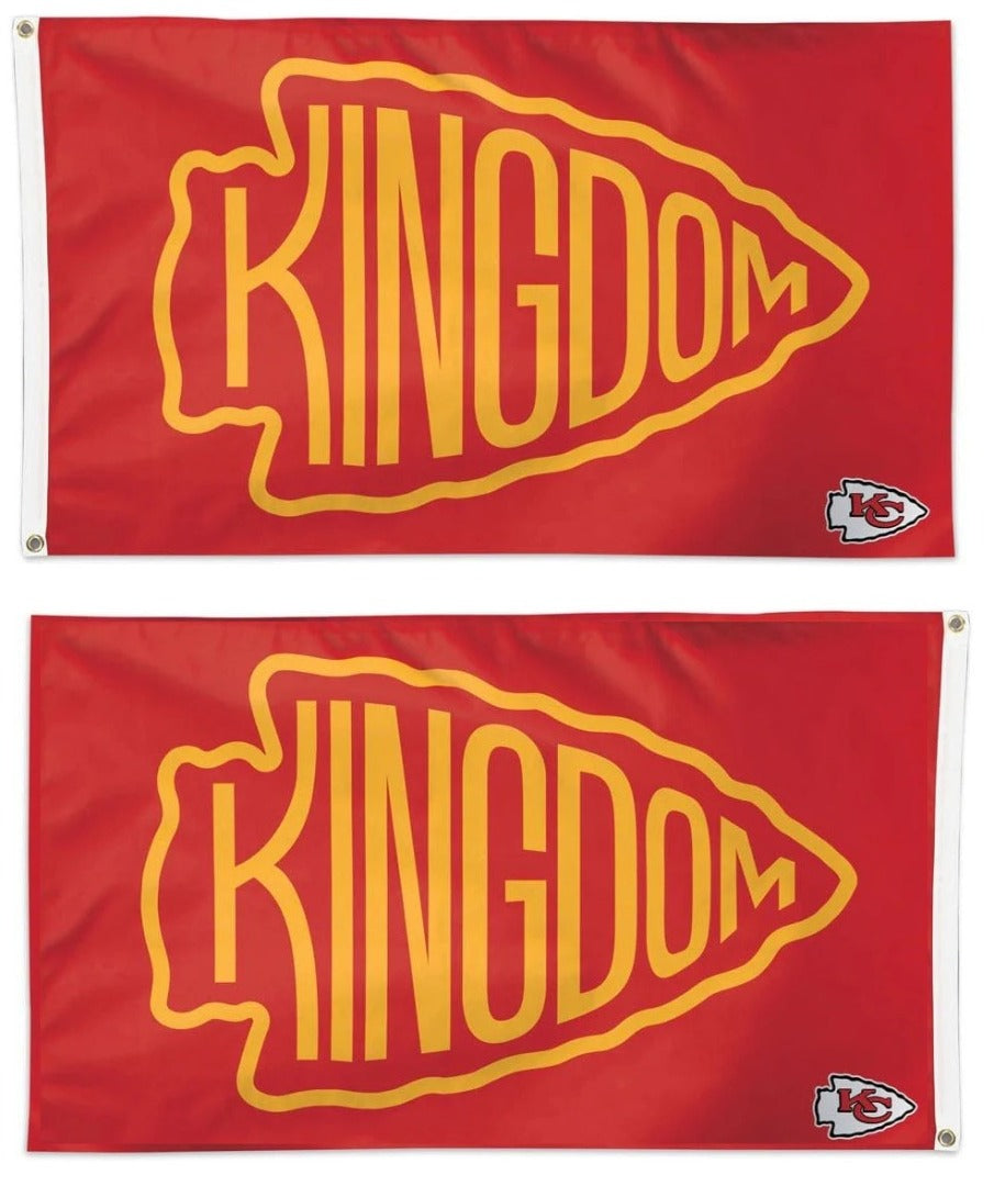 KC Chiefs Arrowhead Kingdom Flag 2 Sided 3x5 heartlandflags