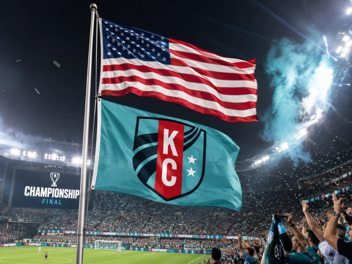 KC Current Flag 2 Sided Logo Teal heartlandflags