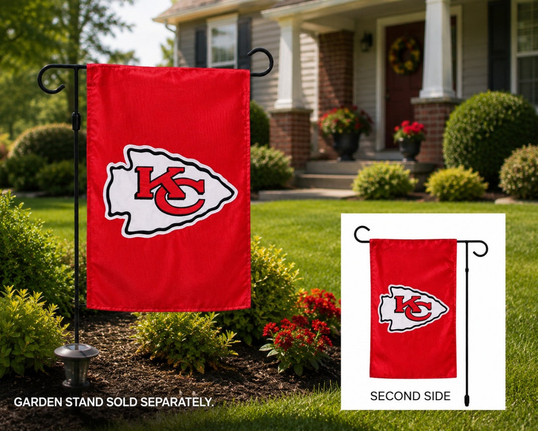 Kansas City Chiefs 2 Sided Applique Garden Flag heartlandflags
