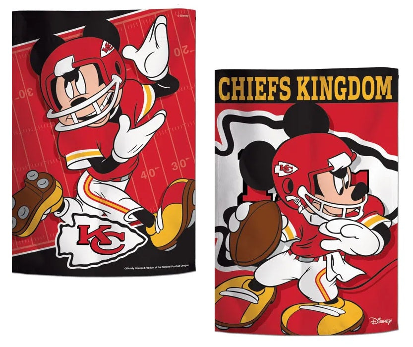 Kansas City Chiefs 2 Sided Mickey Mouse Garden Flag heartlandflags