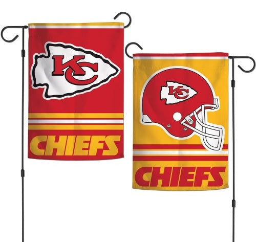 Kansas City Chiefs Garden Flag 2 Sided Arrowhead Helmet heartlandflags
