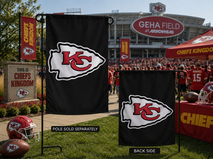 Kansas City Chiefs Garden Flag 2 Sided Black heartlandflags
