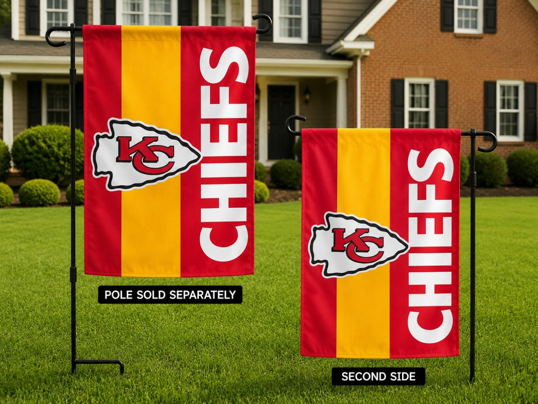 Kansas City Chiefs Garden Flag 2 Sided Embellished Logo heartlandflags