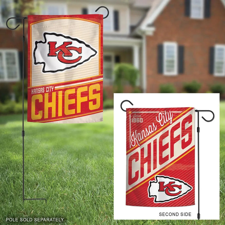 Kansas City Chiefs Garden Flag 2 Sided Retro Classic Logo heartlandflags