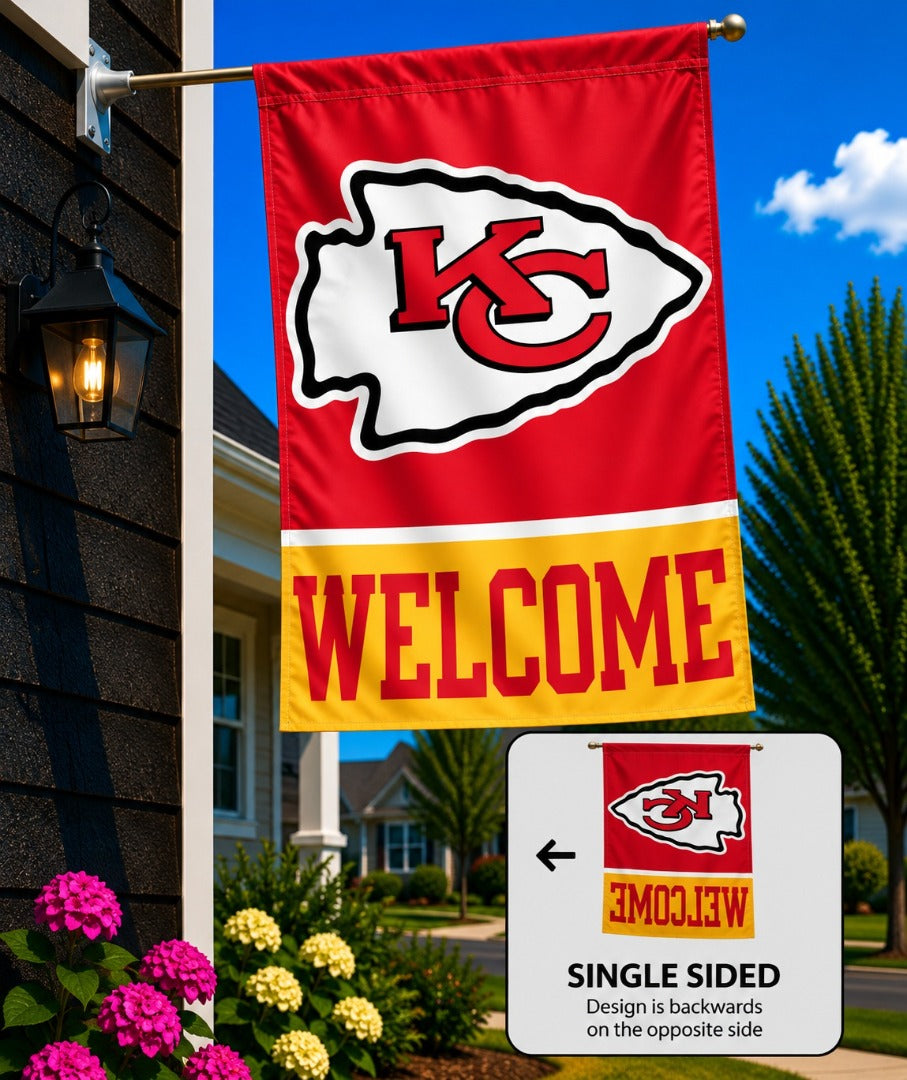 Kansas City Chiefs Welcome Banner Vertical Flag heartlandflags
