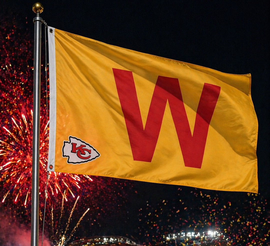 Kansas City Chiefs Win 2 Sided Yellow 3x5 Flag heartlandflags