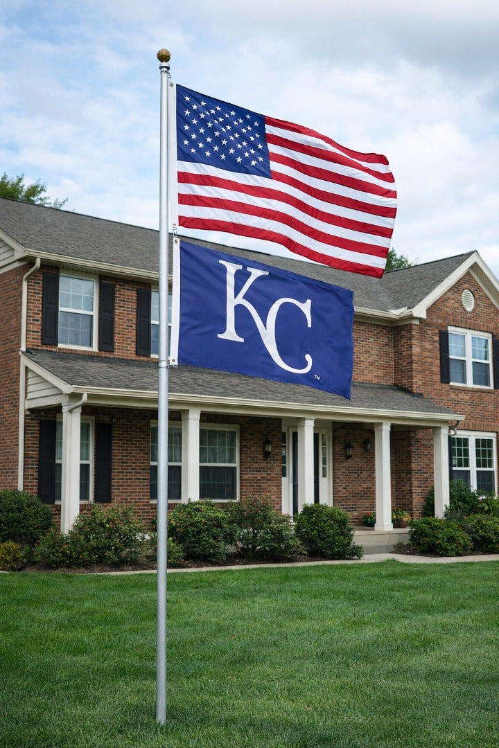 Kansas City Royals Flag 3x5 KC Logo 2 Sided heartlandflags