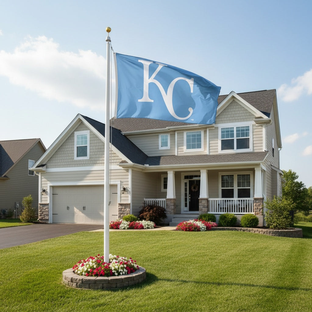 Kansas City Royals Flag 3x5 KC Logo Light Blue heartlandflags