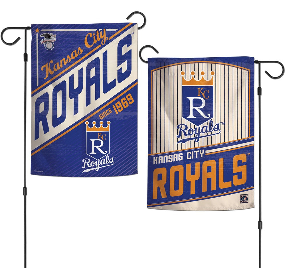 Kansas City Royals Garden Flag 2 Sided Pinstripe heartlandflags