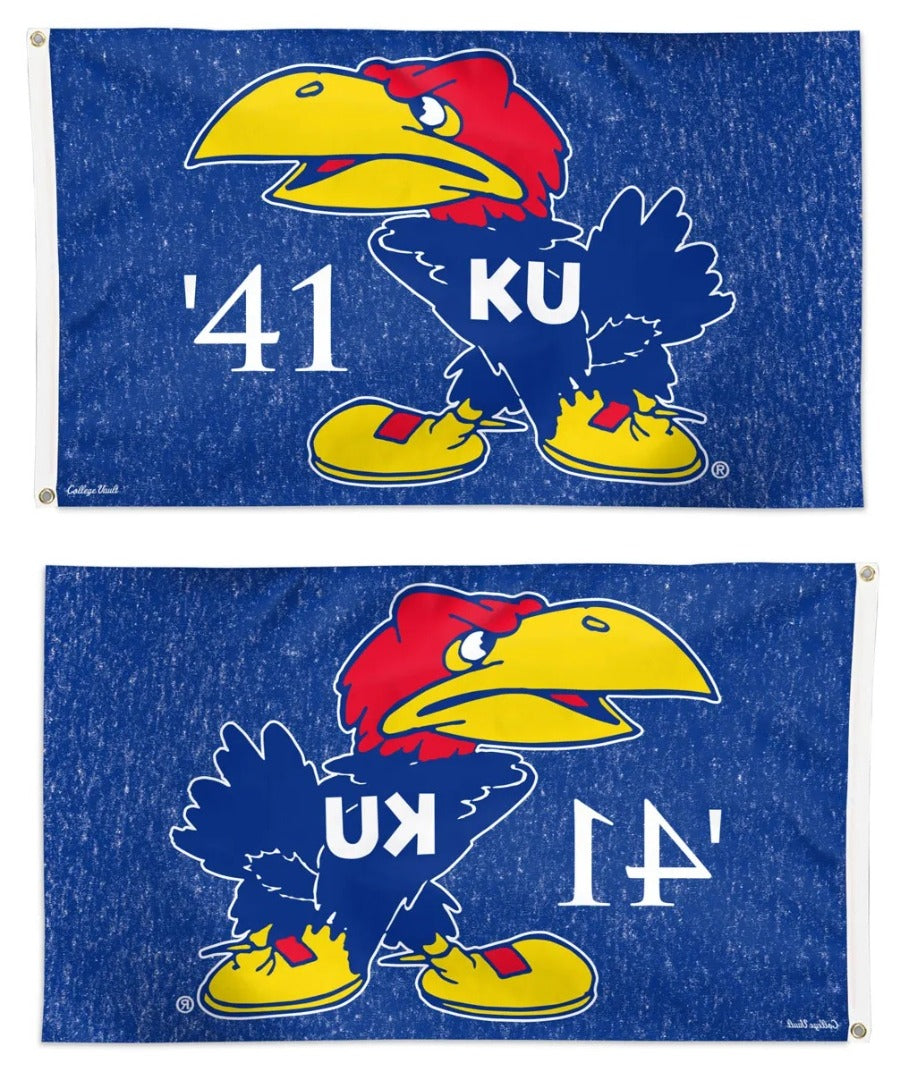 Kansas Jayhawks 41 Throwback Logo 3x5 Flag heartlandflags