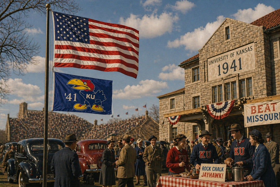 Kansas Jayhawks 41 Throwback Logo 3x5 Flag heartlandflags