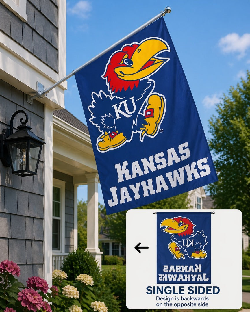 Kansas Jayhawks Banner Logo House Flag heartlandflags