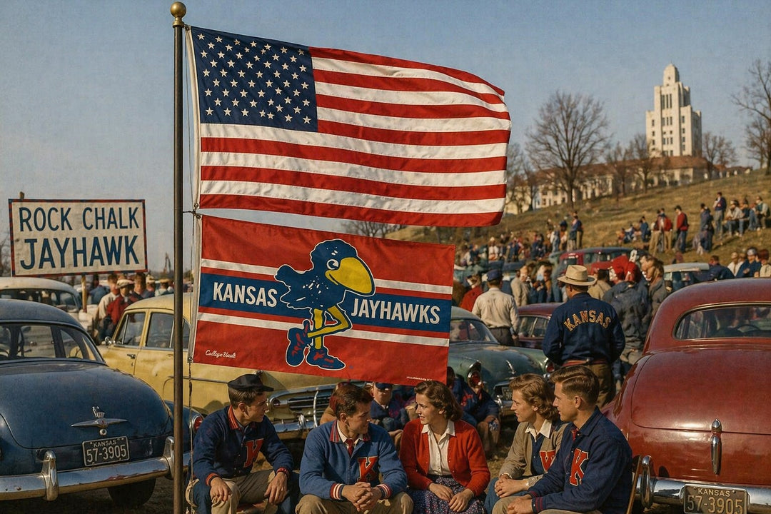 Kansas Jayhawks Flag 3x5 Vintage Logo heartlandflags