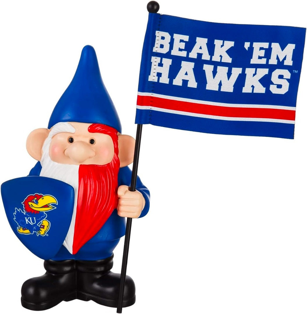 Kansas Jayhawks Gnome with 2-sided Flag heartlandflags