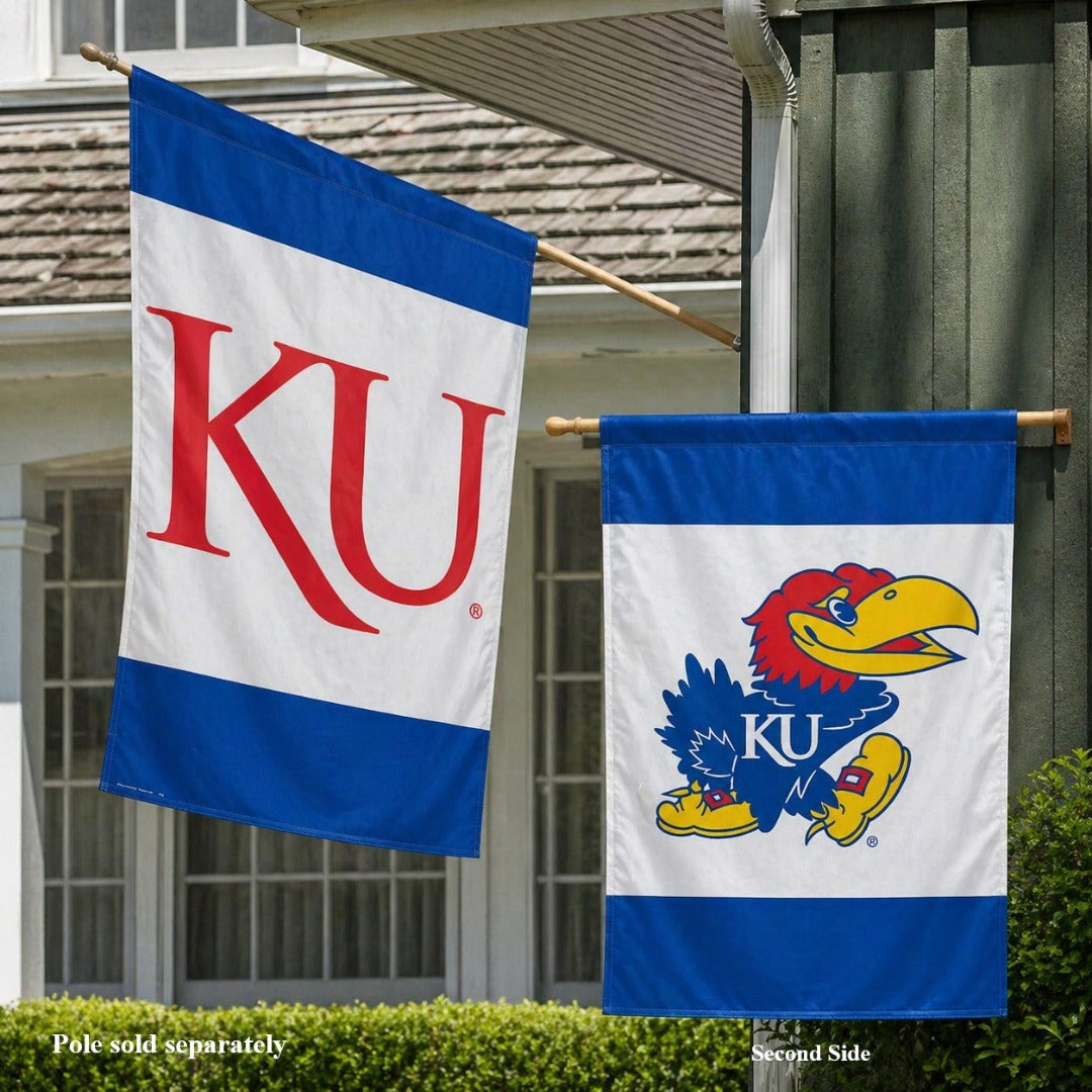 Kansas Jayhawks House Flag 2 Sided Vertical Banner heartlandflags