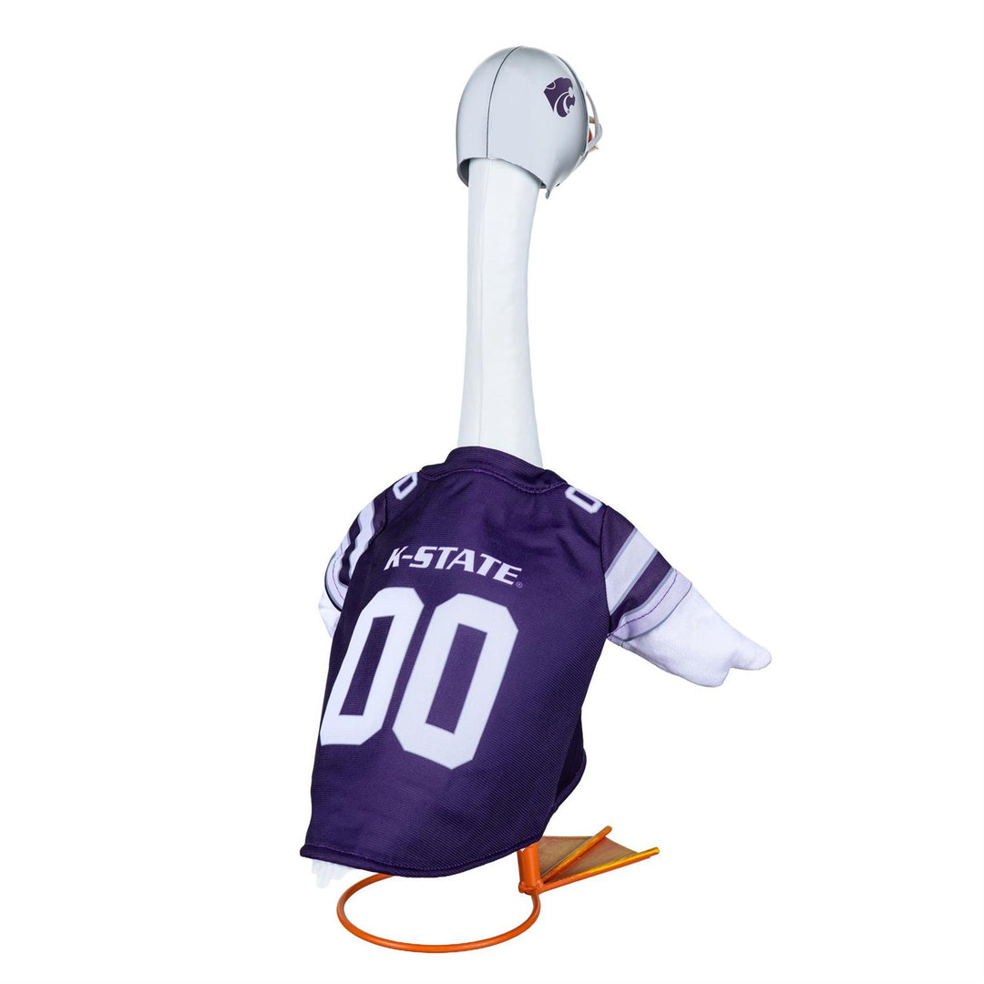 Kansas State purple football jersey outfit and silver-colored Powercat helmet accessory without a goose