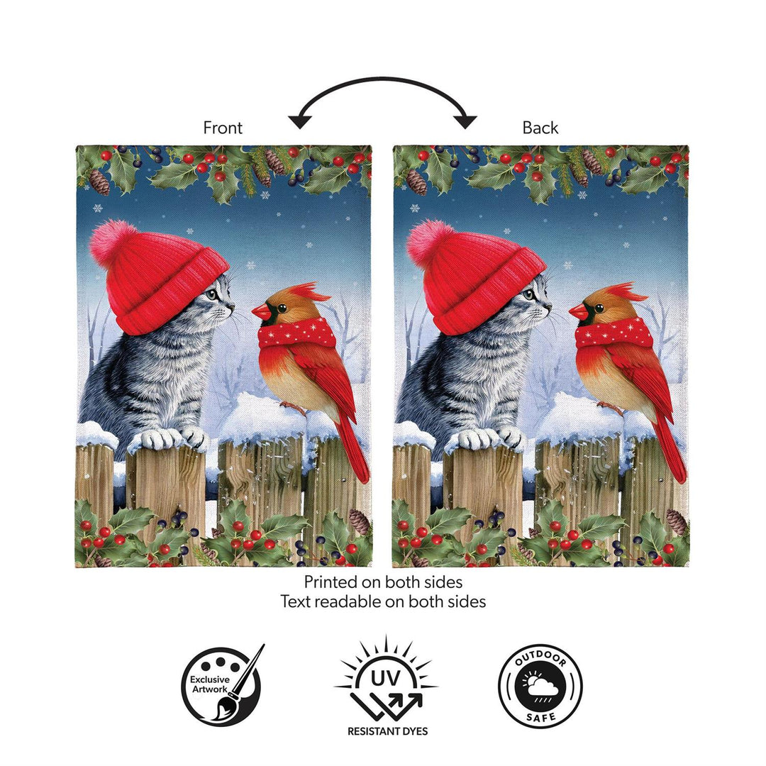 Kitten and cardinal flag printed on both sides