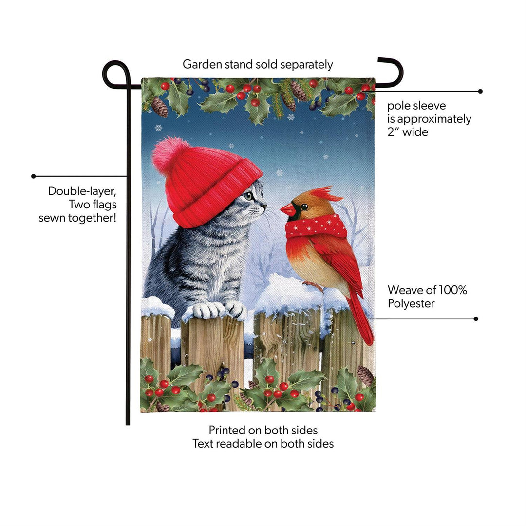 Kitten and cardinal flag double layer and pole sleeve details