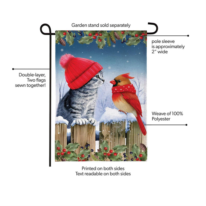 Kitten and cardinal flag double layer and pole sleeve details