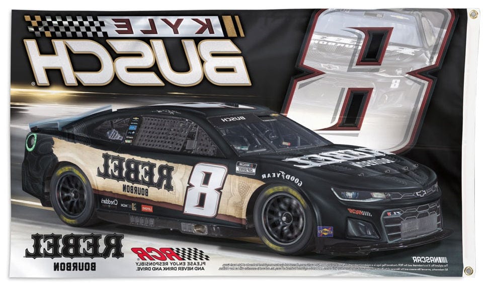 Kyle Busch Flag 3x5 Rebel Bourbon Race Car 2024 heartlandflags