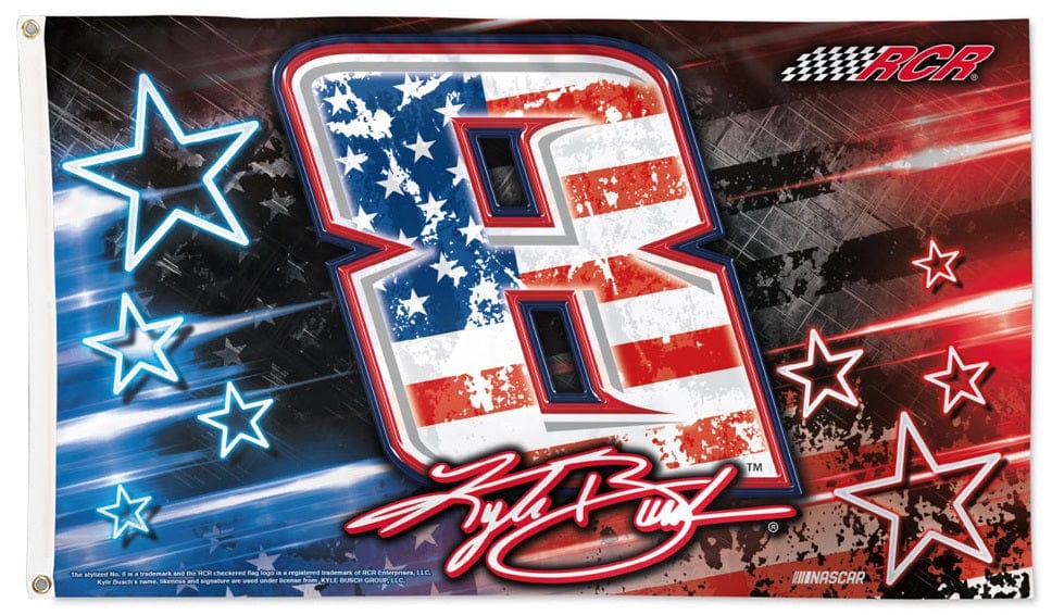 Kyle Busch Flag 3x5 Red White and Blue heartlandflags