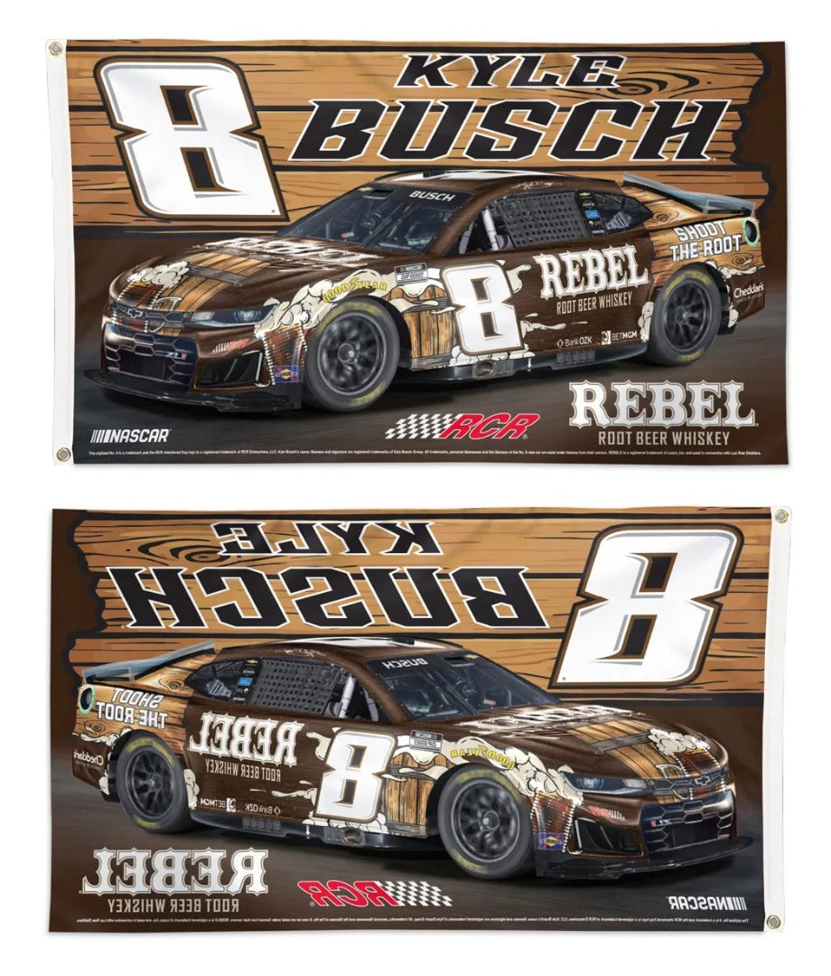 Kyle Busch Rebel Root Beer Whiskey 3x5 Flag