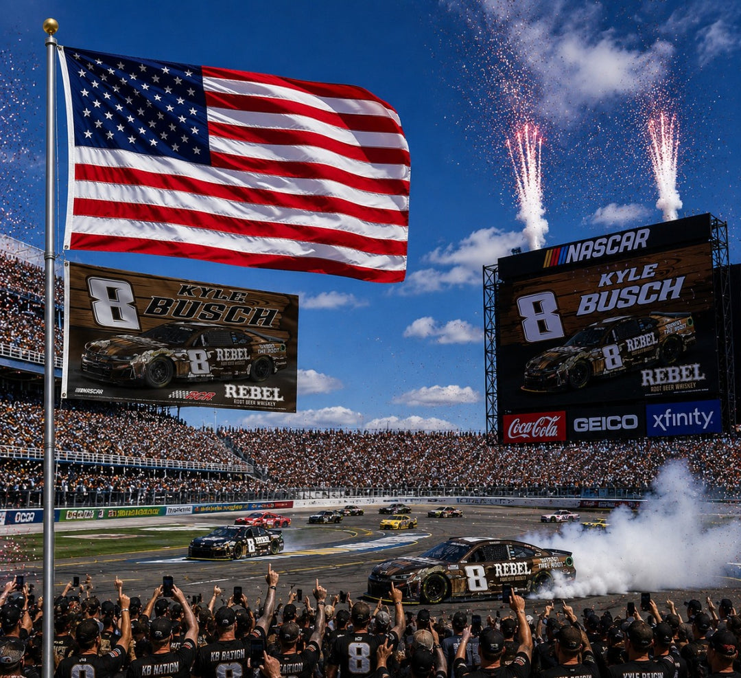 Kyle Busch Rebel Root Beer Whiskey 3x5 Flag