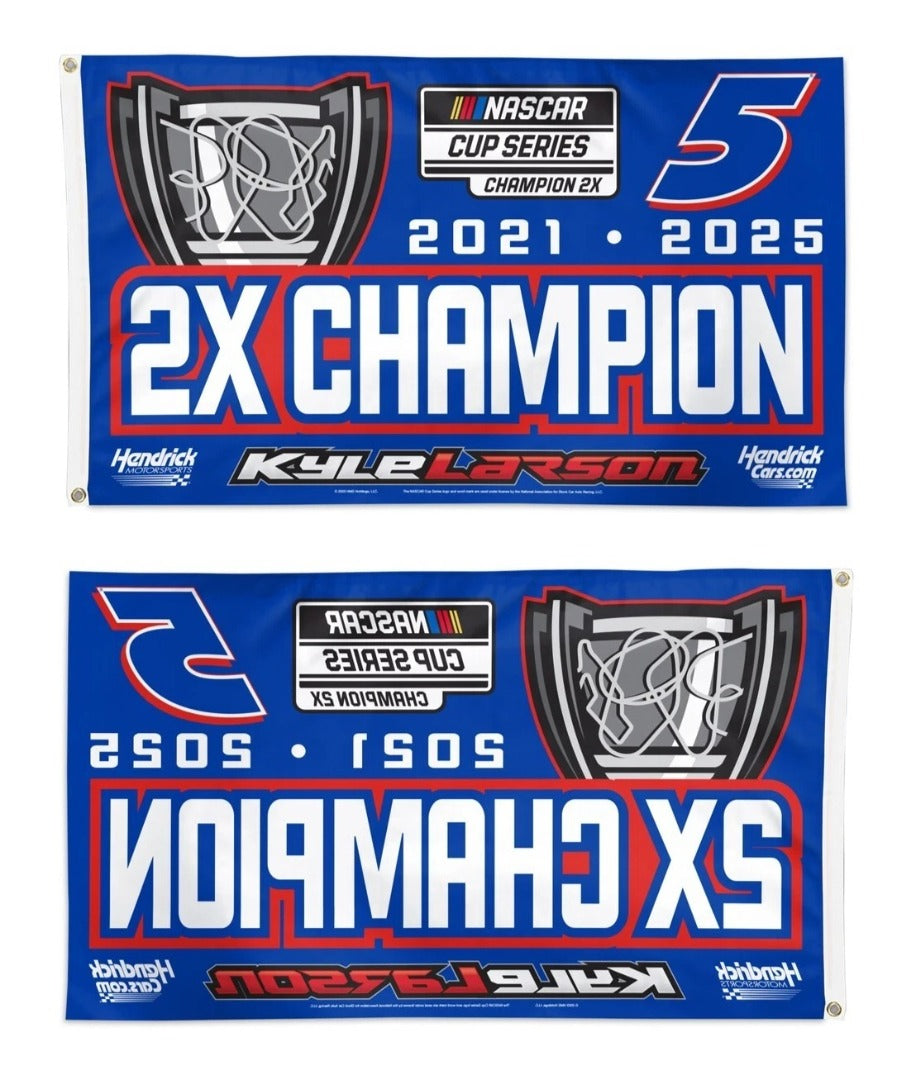 Kyle Larson 2X Champion 3x5 Flag heartlandflags