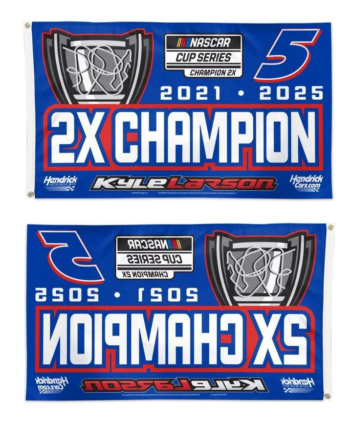 Kyle Larson 2X Champion 3x5 Flag heartlandflags