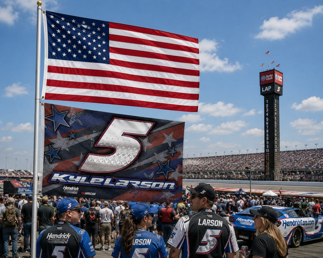 Kyle Larson Patriotic Flag 3x5 RWB heartlandflags